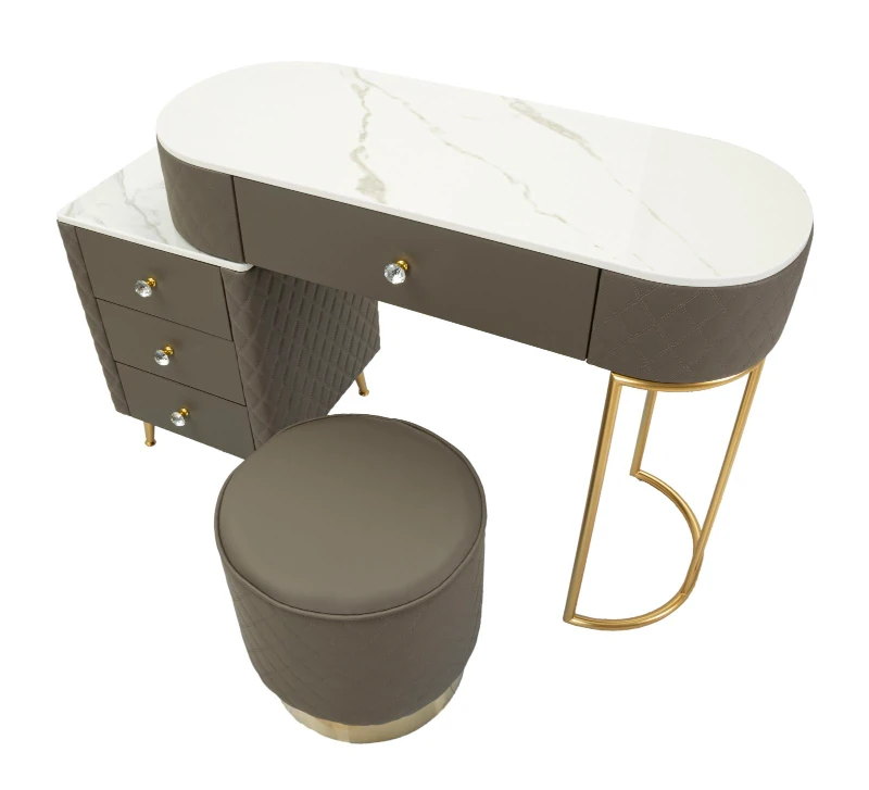 Mauro Ferretti Masă De Camera Cu Taburet Gri cm 120X40X75 (Dimensiune Taburet Ø36X39)