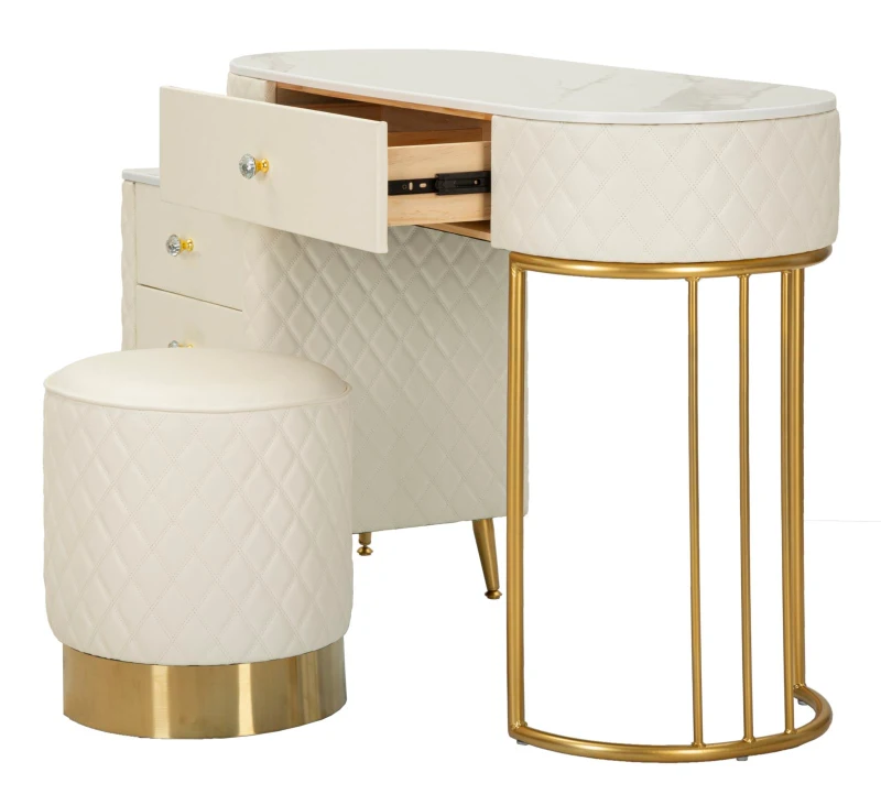 Mauro Ferretti Masa De Camera Cu Taburet Cream cm 120X40X75 (Dimensiune Taburet Ø36X39)