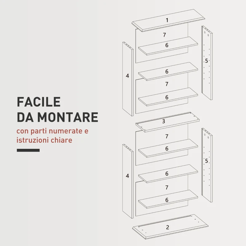 HOMCOM Scaffale Porta CD con 6 Ripiani Regolabili, Capacità di 360 CD/185 DVD, 58x24x124.5 cm, Nero