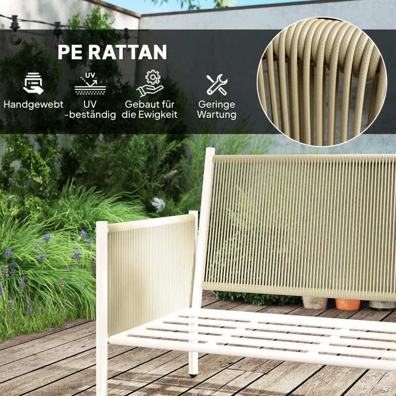 Outsunny Gartenmöbel Set aus Polyrattan Lounge-Set mit 2er Sofa Sessel Glastisch Kissen 4 Personen Braun+Grau