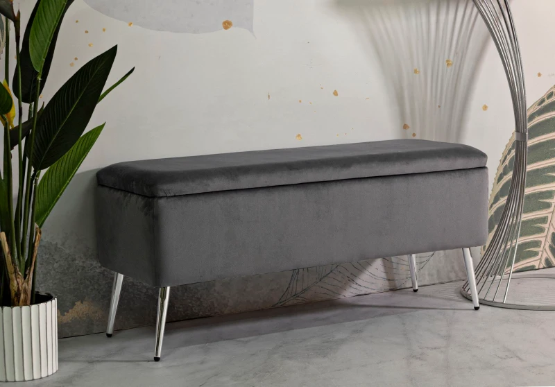 Mauro Ferretti Bancă Cu Contenitor Argintiu cm 112X42X50