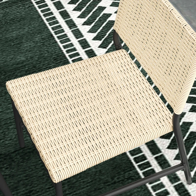 Outsunny Set da Giardino con Tavolo in Vetro Effetto Marmo e 4 Sedie in Rattan, Colore Cachi