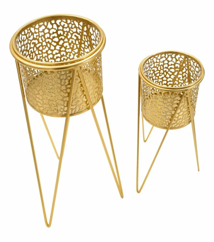 Mauro Ferretti Suport Vaza Glod Set 2 Bucati cm 21X20X46-18X18X32