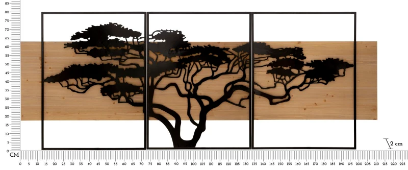 Mauro Ferretti  Set 3 Bucati Panouri De Perete Fier Si Lemn cm 204X2X80 (72X2X80-60X2X80)