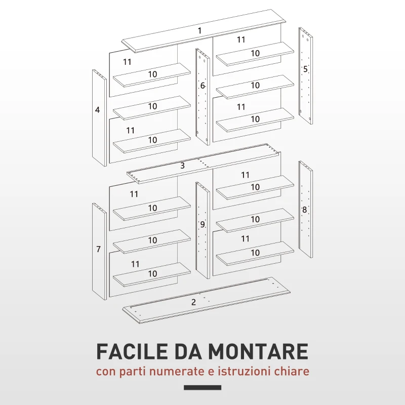 HOMCOM Mobile Libreria porta CD a 16 Ripiani dal Design Moderno in Legno, 106.5x24x126.3 cm, Nero