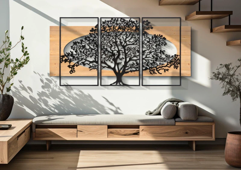 Mauro Ferretti Set 3 Bucati Panou De Perete cm 176X2X90 (63X2X90-50X2X90)