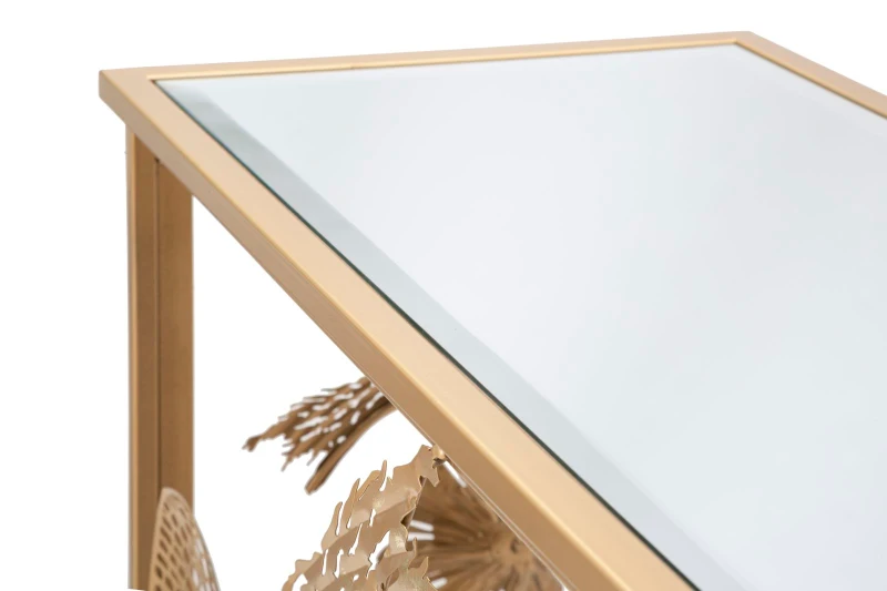 Mauro Ferretti Consola Cu Blat De Sticla Aurii cm 114X40,5X80