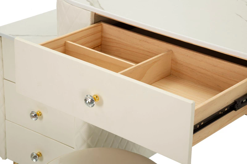 Mauro Ferretti Masa De Camera Cu Taburet Cream cm 120X40X75 (Dimensiune Taburet Ø36X39)