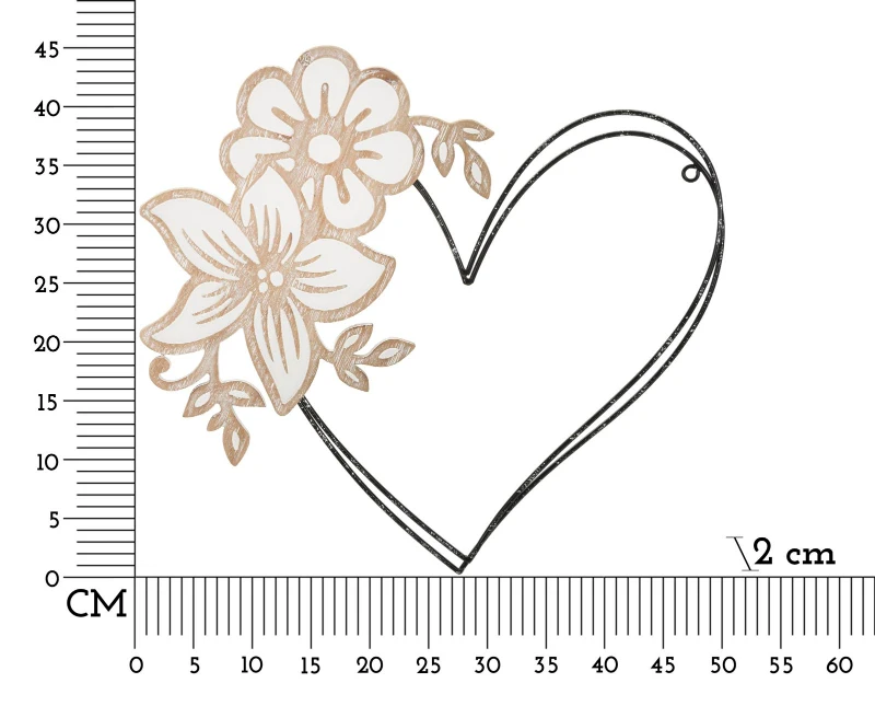 Mauro Ferretti Panou De Perete Fier/Lemn Inimă cm 50X2X45 Min 2
