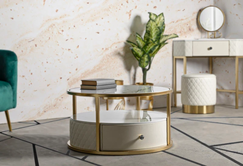 Mauro Ferretti  Masuta de cafea din imitatie de piele 30X64X91 cm.