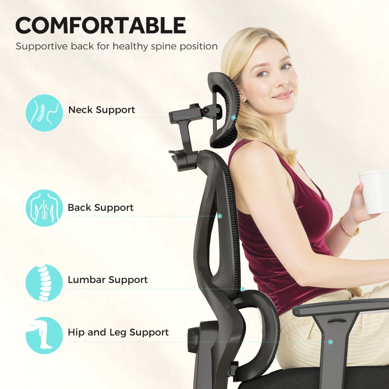 HOMCOM Ergonomic and Adjustable Office Chair - Black