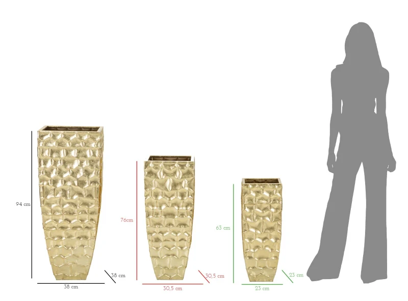 Mauro Ferretti Suport Vaze 3 Bucati, cm 38X38X94-30,5X30,5X76- 23X23X63