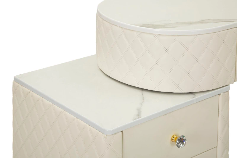 Mauro Ferretti Masa De Camera Cu Taburet Cream cm 120X40X75 (Dimensiune Taburet Ø36X39)