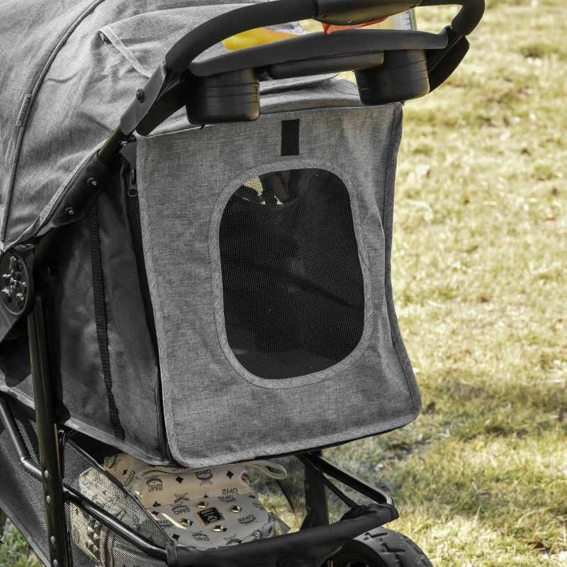 PawHut Wózek dla psa wózek dla psów kotów Pet Stroller z 3 kołami składany Oxford kolor szary