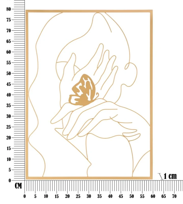 Mauro Ferretti Panou De Perete Fier Maini Pe Fata cm 60X1X80