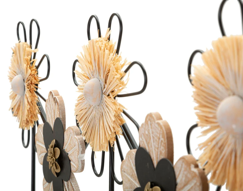 Mauro Ferretti  Umeraș De Perete Fier,Lemn Și Rafia cm 61X5,5X30,5