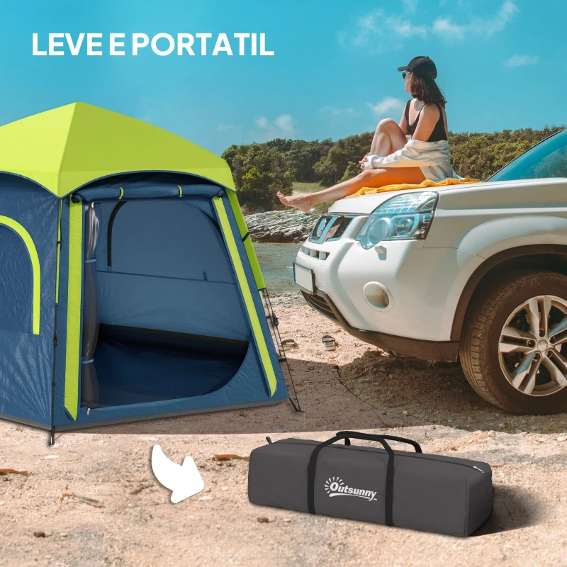 Outsunny Tenda de Campismo para 2-3 Pessoas Dobrável com Fácil Instalação e Bolsa de Transporte 280x240x155 cm Azul e Verde