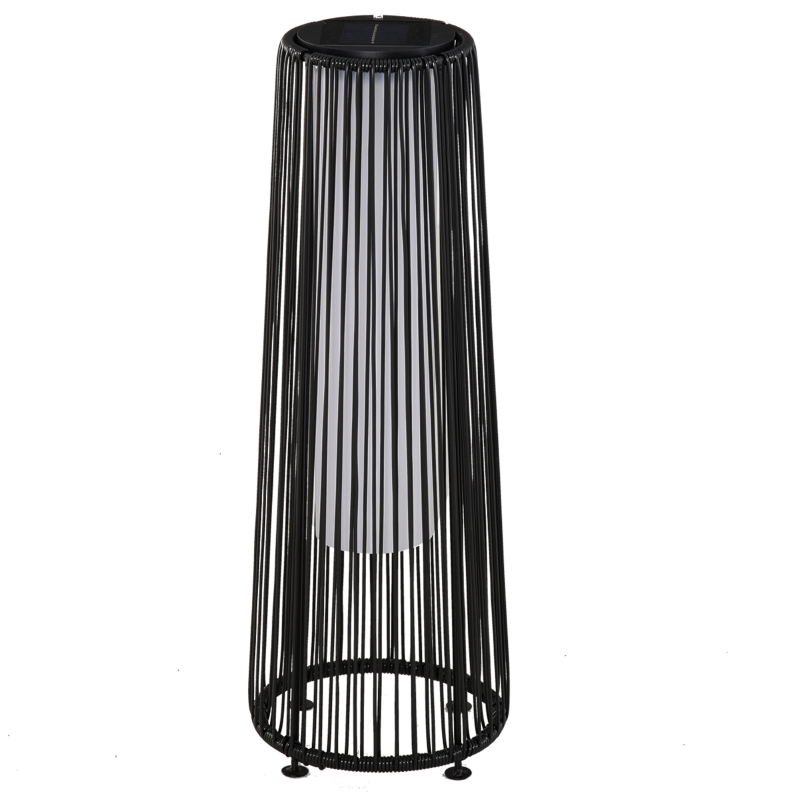 Outsunny Candeeiro Solar de Vime de Energia Solar com LED 1,5 W Interruptor de Controle Automático de Luz Ø21,5x61cm Preto