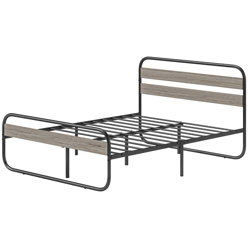 HOMCOM King Size Steel Industrial Bed Frame - Black