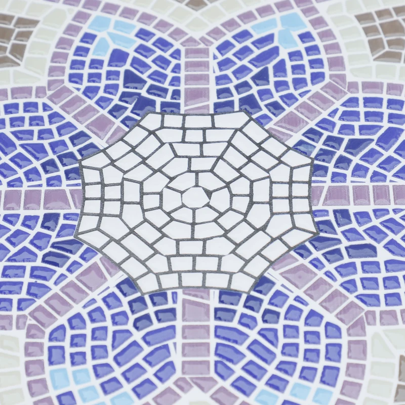 Outsunny Gartentisch Ø60 x H71cm, Wetterfest Balkontisch aus Metall, Esstisch Outdoor, Campingtisch Beistelltisch, rund Terrassentisch für Garten Terrasse Balkon Blau+Weiß