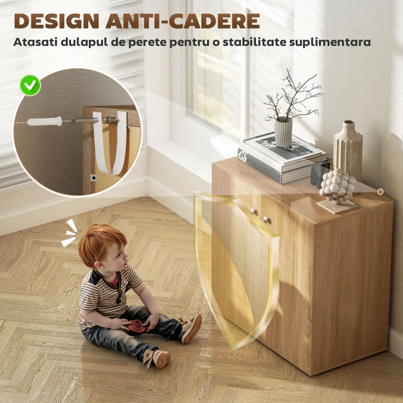Homcom Dulap Lemn 70×39×70 cm – Cu 2 Usi, Ideal Birou & Living