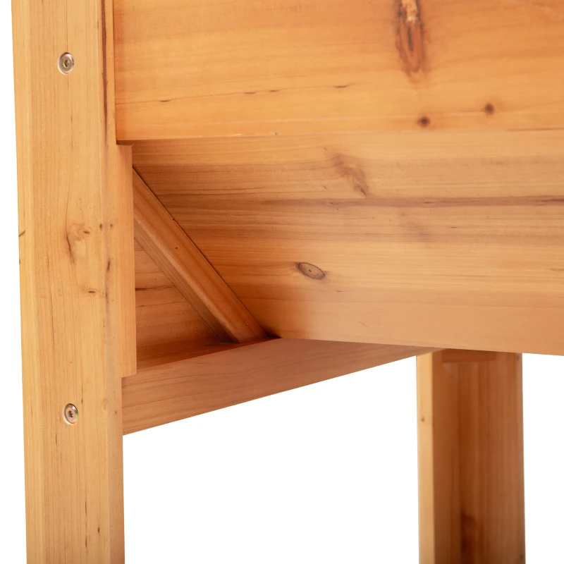 Outsunny Hochbeet aus Holz Kräuterbeet Pflanzkasten mit Abflussloch Haken Blumenkasten mit Füßen Massivholz Natur 120 x 60 x 81 cm