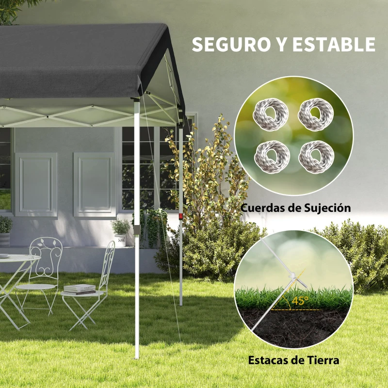 Outsunny Carpa Plegable 6x3 m con Altura Ajustable en 3 Niveles Protección UV50+ y Bolsa de Transporte Blanco