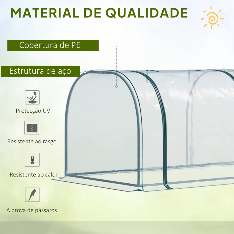 Outsunny Estufa para Jardim Estufa Pequena para Cultivo de Plantas com 3 Janelas 350x100x80 cm Transparente e Verde