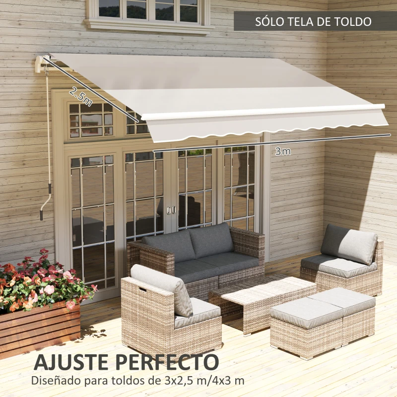 Outsunny Techo de Repuesto para Toldo 2,8x2,5 m con Protección UV 50+ Impermeable para Patio Terraza Jardín Crema