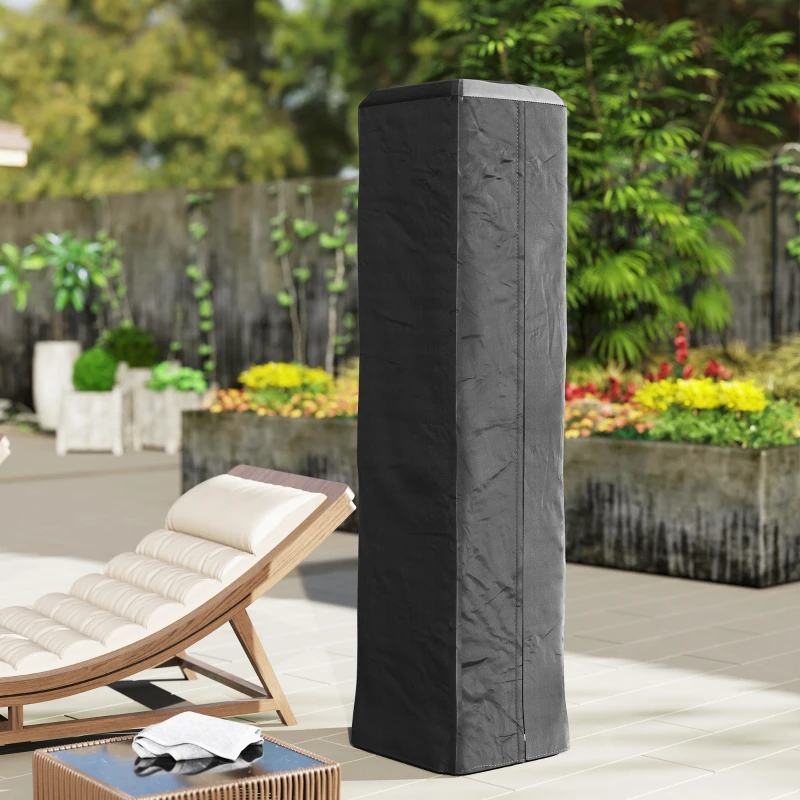 Outsunny Heavy Duty Gas Pyramid Patio Heater Cover, Full Length Outdoor Heater Cover Protector, UPF 30+ Oxford Fabric with Zipper, Black