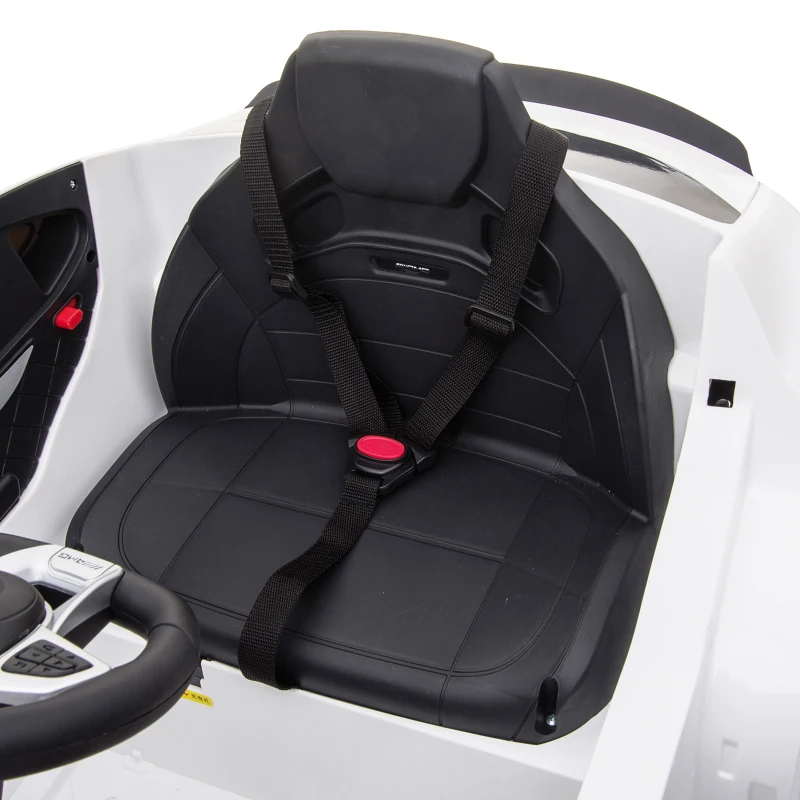 HOMCOM Carro Elétrico Mercedes AMG 12V para Crianças de 3-5 Anos com Controle Remoto Música Luzes Abertura da Porta 115x70x55cm Branco