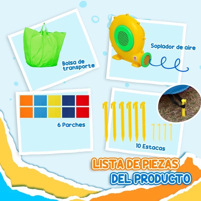 AIYAPLAY Castillo Hinchable 415x205x190 cm con Tobogán Foso de Bolas Canasta Inflador y Bolsa para Interior y Exterior