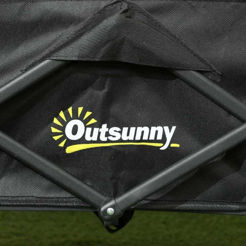 Outsunny Carro de Jardín Plegable con Ruedas Asa Telescópica Ajustable Carga 120 kg para Campaña Compra 64x42x27 cm Negro