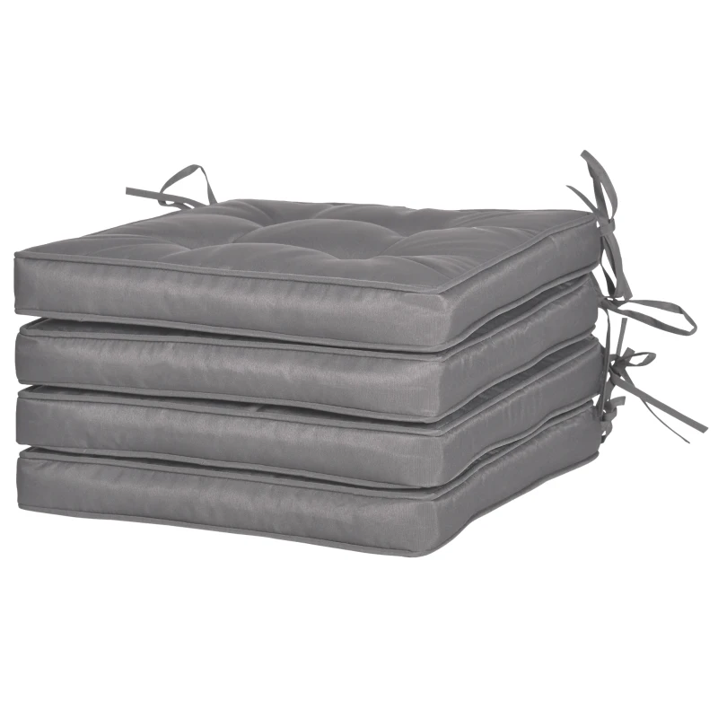Outsunny Conjunto de Cojines para Sillas de Comedor y Jardín Impermeable con 2 Amarres de Fijación 42x42x5 cm Gris Oscuro