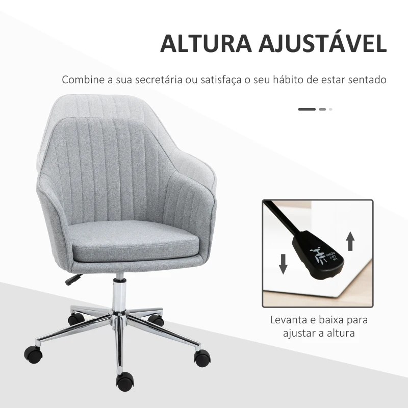 Vinsetto Cadeira de Escritório Operativa Giratória com Altura Ajustável Carga 120 kg 61x59x86-96 cm Cinza
