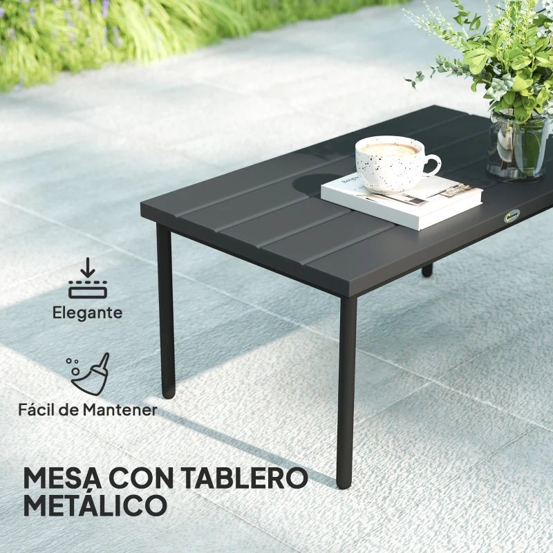 Outsunny Conjunto de Muebles de Jardín 4 Piezas con Sofá Sillones Mesa de Centro y Cojines Natural y Gris