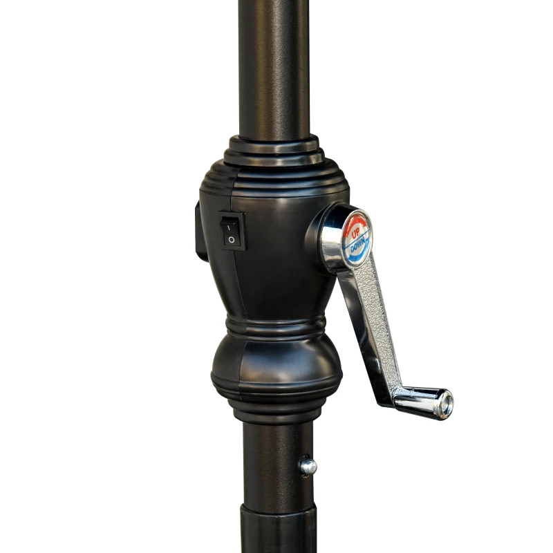 Outsunny Parasol de Terraza Exterior 268x205x248 cm con Techo Inclinable hasta 45° Luces LED Solares y Manivela Marrón