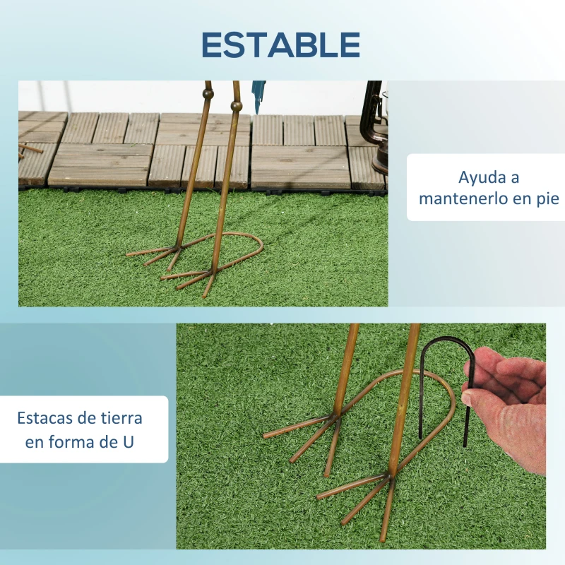 Outsunny Set de 2 Estatuas de Grulla de Acero para Jardín con Pintura Resistente y Estacas de Suelo para Decoración de Césped