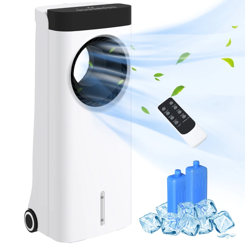 HOMCOM Climatizador Evaporativo 3 en 1 con Ventilador Enfriador y Humidificador 6 Velocidades 3 Modos y Depósito de 6,5 L