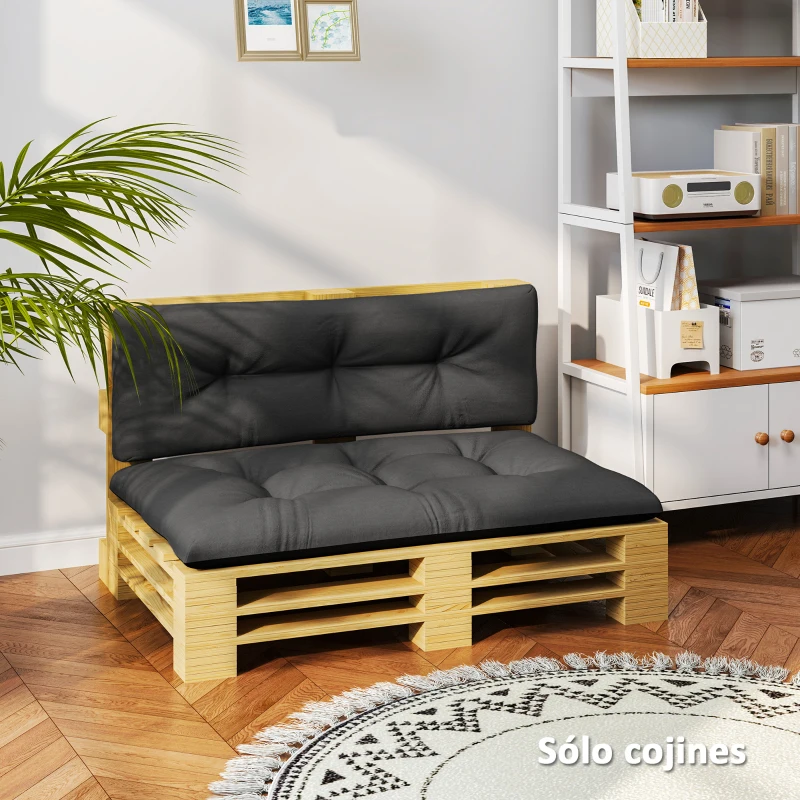 Outsunny Cojines para Palets 2-Piezas Set Acolchados de 120cm de Largo Impermeable Anti-UV para Interior y Exterior Gris Oscuro