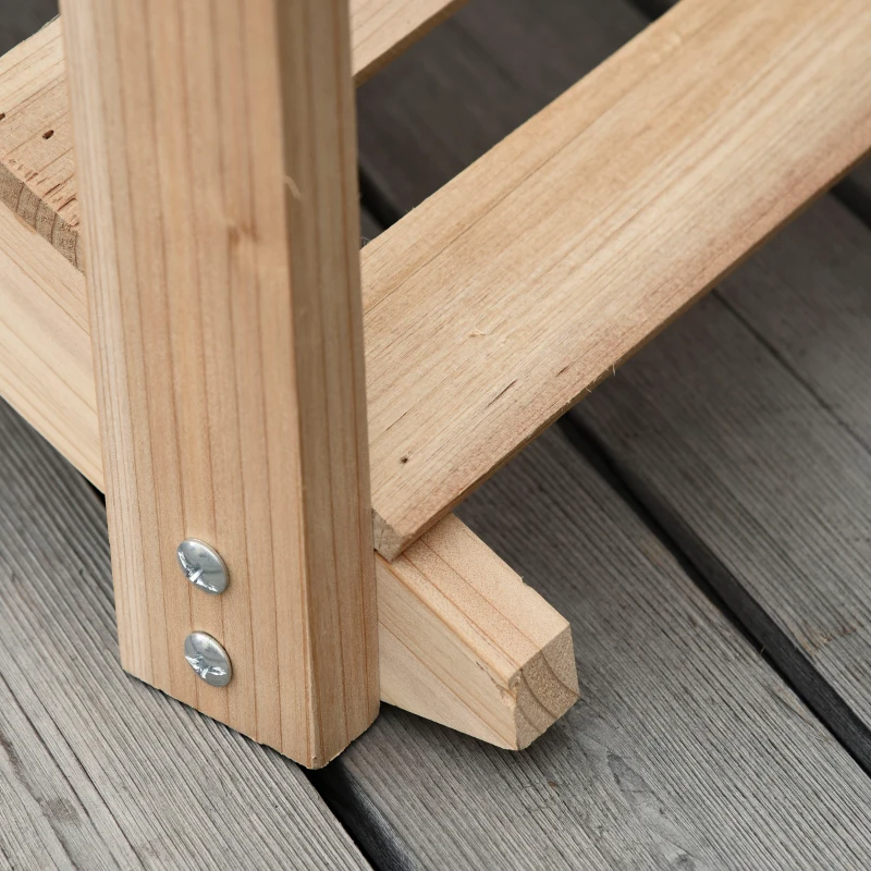Outsunny Puente de Jardín de Madera con Pasamanos Puente Decorativo para Estanque Carga 5 kg 100x32x48 cm Natural