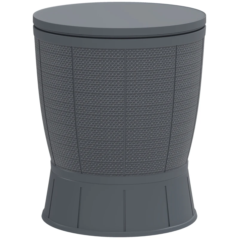 Outsunny Mesa Nevera para Exterior 41 L 3 en 1 Cool Bar Mesa Auxiliar con Altura Ajustable Cubo de Hielo Tapa Elevable Gris