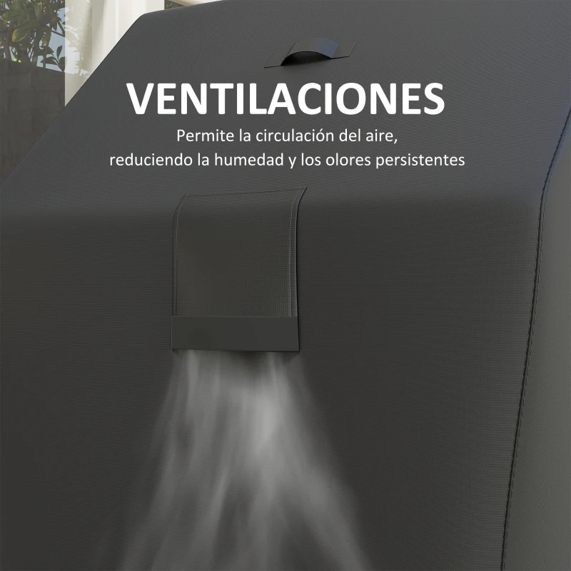 Outsunny Funda para Barbacoa Exterior Impermeable de Tela Oxford 600D con Ventilación y Cierres de Velcro Negro 147x61x122 cm