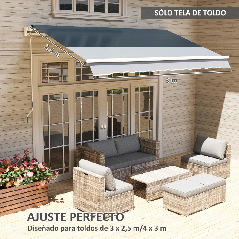 Outsunny Techo de Repuesto para Toldo 2,8x2,5 m con Protección UV 50+ Impermeable para Patio Terraza Jardín Gris