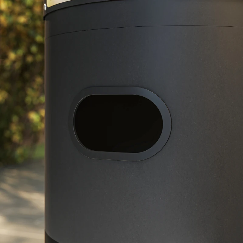 Outsunny 11 KW Freestanding Gas Patio Heater, Adjustable Outdoor Garden Propane Heater with Tip-Over Switch, Wheels, Pulse Ignition, Tank Room with Openable Door, Black