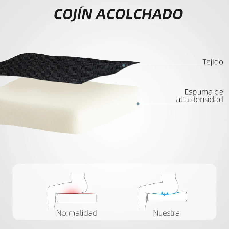 HOMCOM Silla de Oficina con Ruedas Altura Ajustable y Tapizado en Lino Sintético para Oficina o Estudio 53x43x85-93 cm Negro