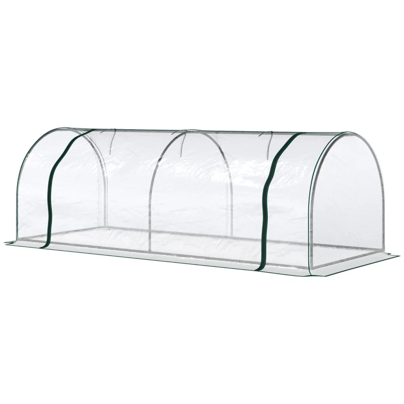 Outsunny Estufa transparente para jardim ou terraço para cultivo de plantas e flores com porta zip 250x100x80cm PVC