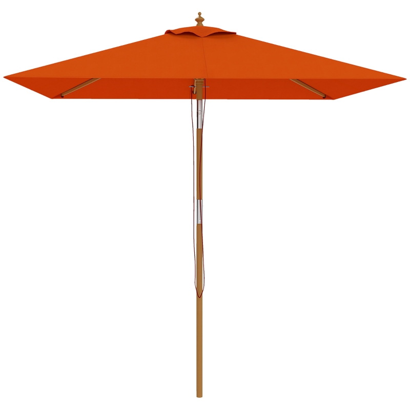 Outsunny 2m Tilting Wooden Pole Parasol - Orange