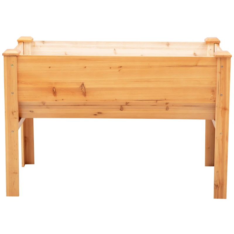 Outsunny Hochbeet aus Holz Kräuterbeet Pflanzkasten mit Abflussloch Haken Blumenkasten mit Füßen Massivholz Natur 120 x 60 x 81 cm
