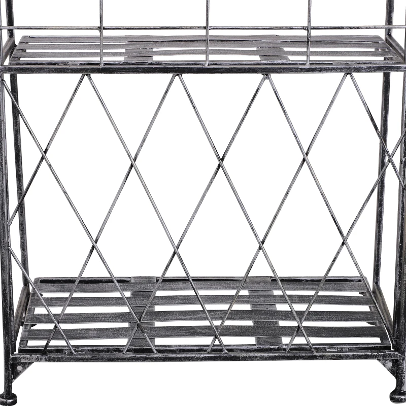 Outsunny 3 Tier Plant Stand Indoor Outdoor, Metal Plant Shelf Flower Display Rack for Potted Plants Garden Balcony Decor, 44 x 25 x 96 cm